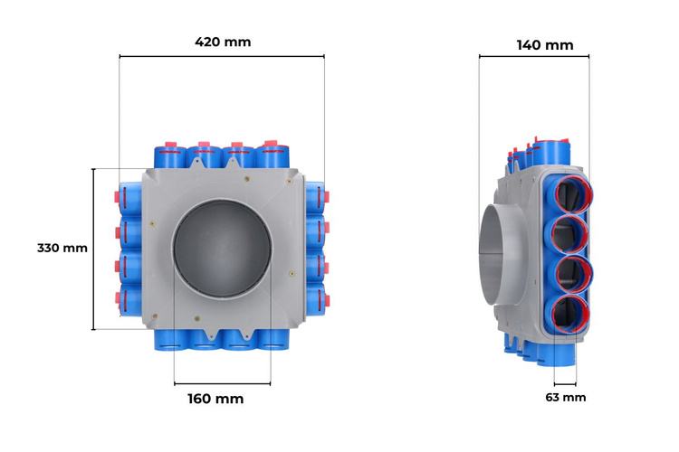 SKRZYNKA ROZDZIELCZA 16x63/160 REKUPERACJA FLEX