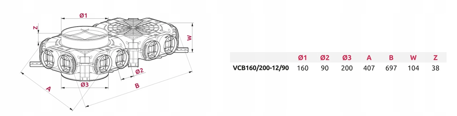 SKRZYNKA ROZDZIELCZA PRZELOTOWA ROZDZIELACZ REKUPERACJA fi 200/160 / 12x90 mm pol_pl_SKRZYNKA-ROZDZIELCZA-PRZELOTOWA-ROZDZIELACZ-REKUPERACJA-fi-200-160-12x90-mm-4837_16