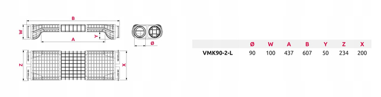 Mijanka przewodów flex DŁUGA mostek 2x90 mm