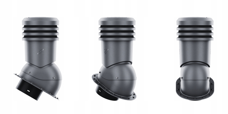 WYRZUTNIA DACHOWA IZOLOWANA kominek wentylacyjny do blach płaskich RAL7016 fi160 + RURA