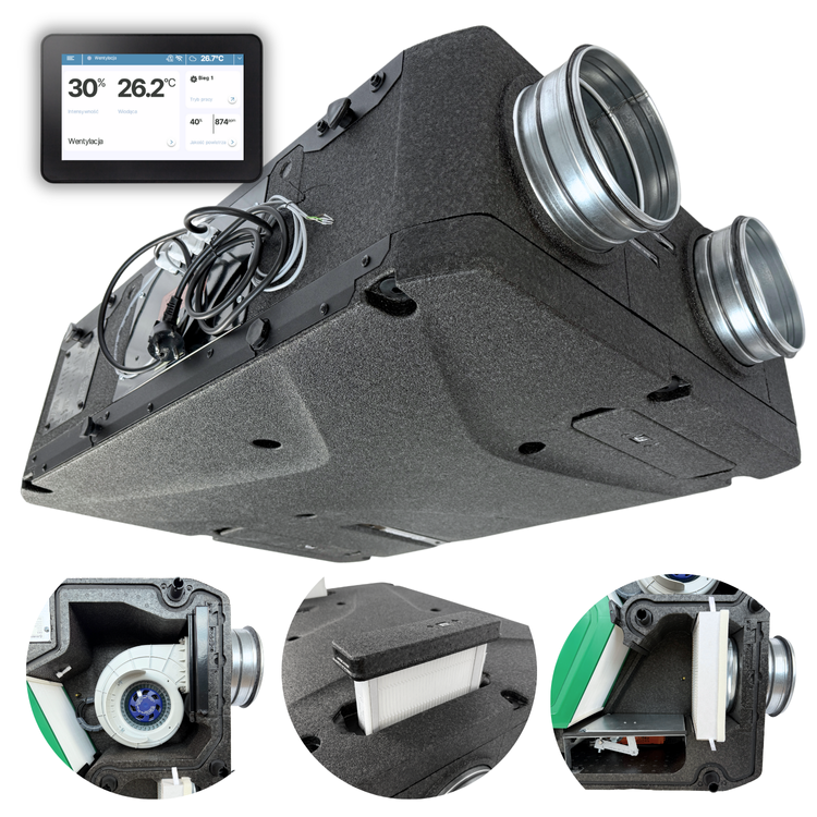 REKUPERATOR Centrala Blauberg Reneo-Fit D 240-E - NAGRZEWNICA + EPP + STEROWNIK + WYMIENNIK ENTALPICZNY