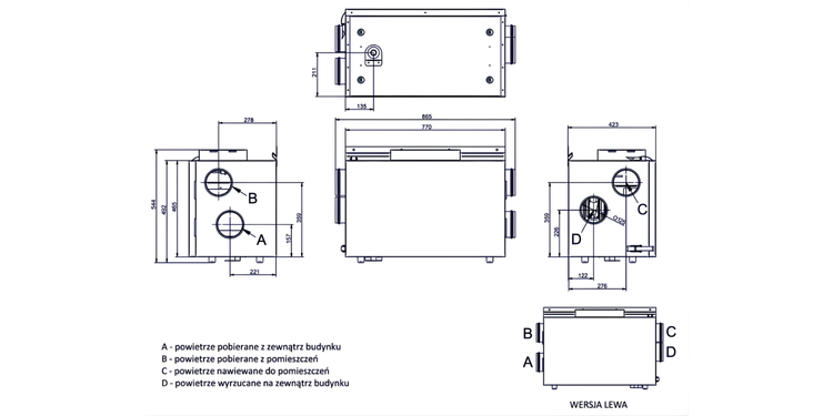 Rekuperator Wanas Classic 250 H Centrala wentylacyjna 257 m3/h