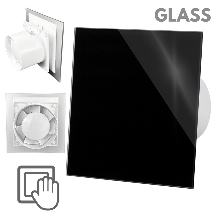 Wentylator łazienkowy dRim fi125 (S) + FRONT Szklany Czarny połysk