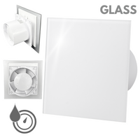 Wentylator łazienkowy dRim fi125 (HS+TS) + FRONT SZKŁO Biały połysk