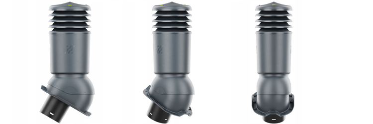 Kominek Wentylacyjny IZOLOWANY WYRZUTNIA fi125mm do blachy trapezowej T18 CIEMNY GRAFIT (ANTRACYT) RAL 7016