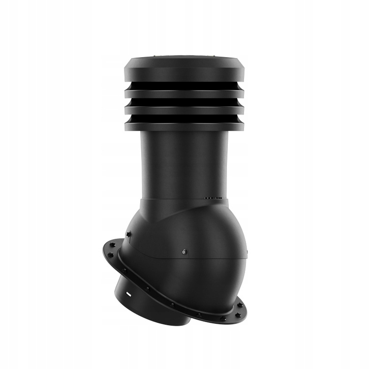 WYRZUTNIA DACHOWA kominek wentylacyjny do blach płaskich RAL9005 fi160 + RURA