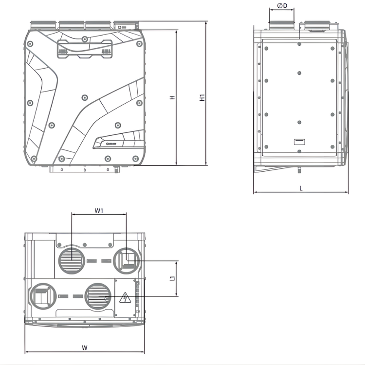 REKUPERATOR Centrala Blauberg Reneo SE 350 VG - NAGRZEWNICA + EPP + CZARNY PANEL STERUJĄCY