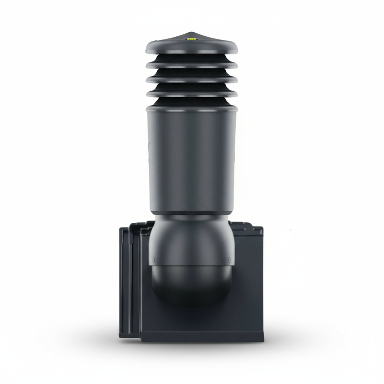 Kominek wentylacyjny IZOLOWANY do dachówki LINEA SZARY SPIEK/CZARNY MAT fi150