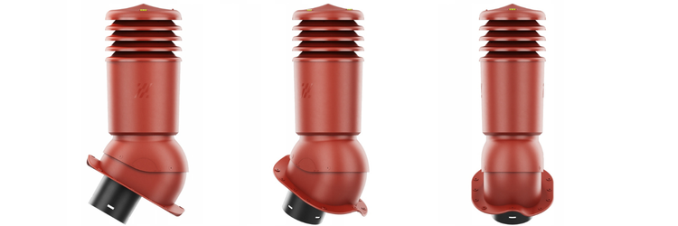 Kominek Wentylacyjny IZOLOWANY WYRZUTNIA fi125mm - Do do Każdej Blachodachówki CZERWONY RAL 3009