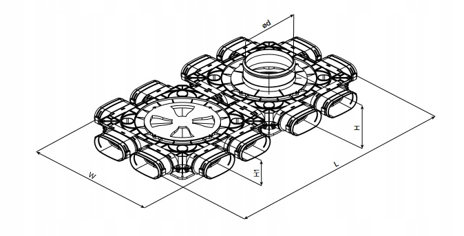 Skrzynka rozdzielcza - Rekuperacja - System Owalny FLAT 12x52/160mm