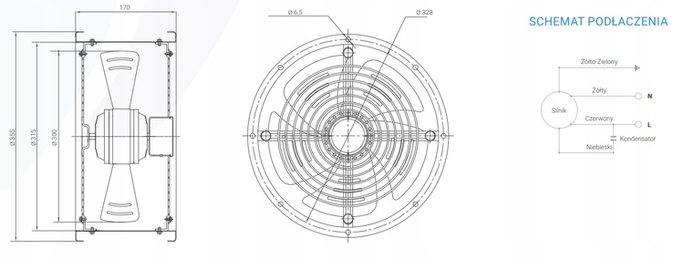 Wentylator przemysłowy kanałowy osiowy FKO 300 wodoszczelny