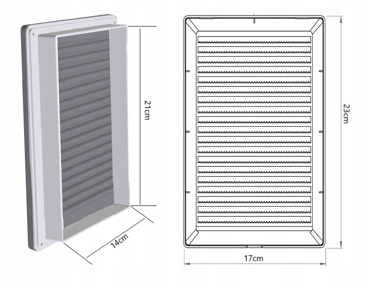 KRATKA WENTYLACYJNA 14x21 z siatką GRAFIT 140x210