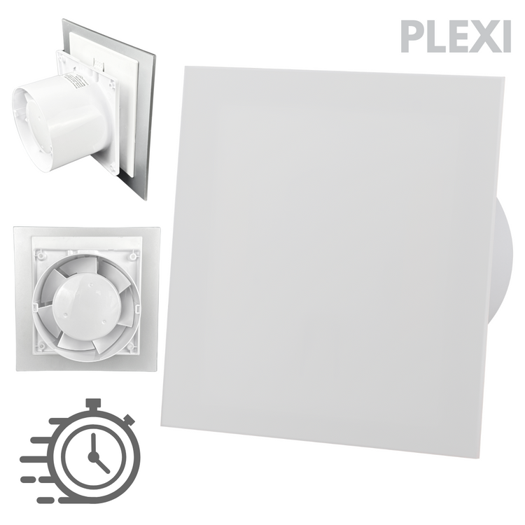 Wentylator łazienkowy dRim fi125 (DTS) + FRONT PP Biały mat