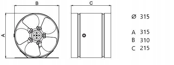 Wentylator kanałowy przemysłowy osiowy aRw 315