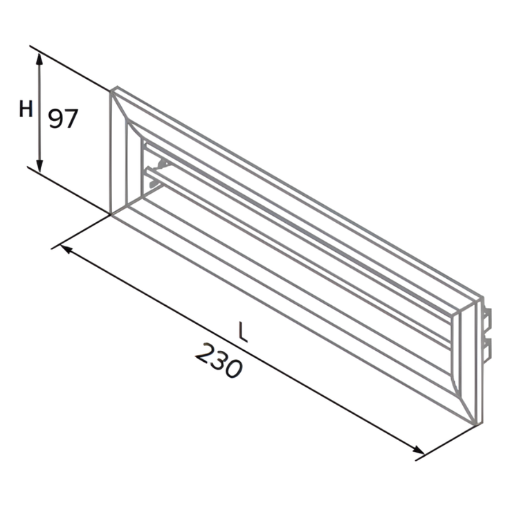 SKRZYNKA ROZPRĘŻNA KĄTOWA ŚCIENNA 2x75 + KRATKA WENTYLACYJNA 200x55 mm