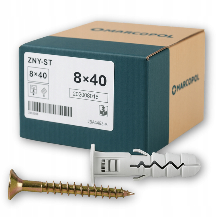 Kołek rozporowy z wkrętem stożkowym 5x45mm PZ |50 szt.| kołek 8x40 mm