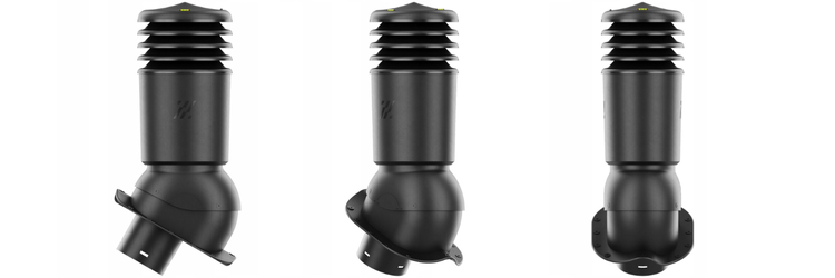 Kominek Wentylacyjny IZOLOWANY WYRZUTNIA fi125mm - Do do Każdej Blachodachówki CZARNY RAL 9005