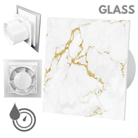 Wentylator łazienkowy dRim fi125 (HS+TS) + FRONT SZKŁO Biało złoty marmur