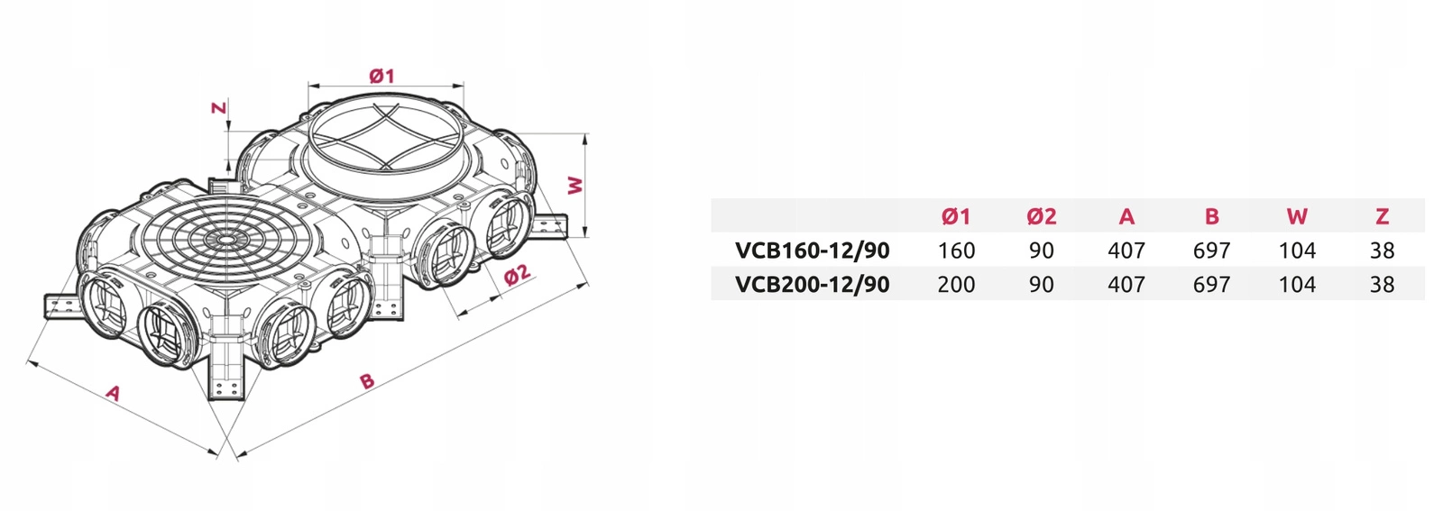 SKRZYNKA ROZDZIELCZA ROZDZIELACZ REKUPERACJA WENTYLACJA fi 160 / 12x90 mm pol_pl_SKRZYNKA-ROZDZIELCZA-ROZDZIELACZ-REKUPERACJA-WENTYLACJA-fi-160-12x90-mm-4842_14