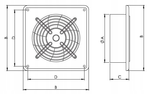 Wentylator przemysłowy ścienny 780m3/h aRok 200