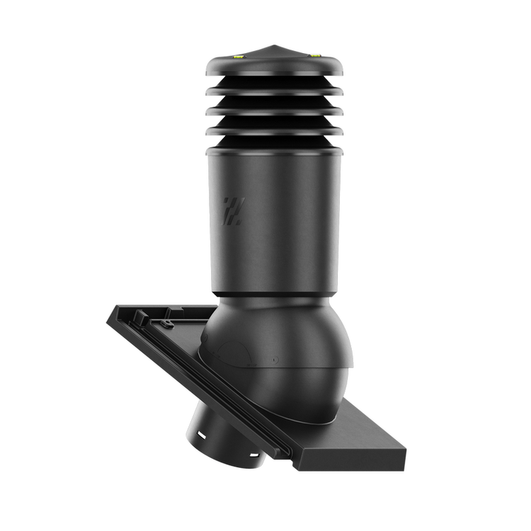 Kominek wentylacyjny IZOLOWANY do dachówki BERGAMO CZARNA GLAZUROWANA fi150