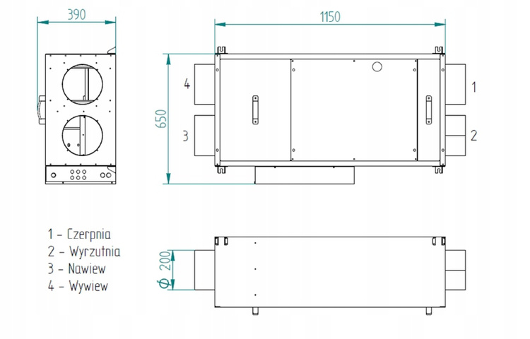 Rekuperator leżący HAVA L 400 z nagrzewnicą wstępną