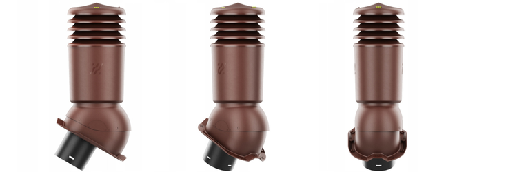 Kominek Wentylacyjny IZOLOWANY WYRZUTNIA fi150mm do blachy trapezowej T18 BRĄZOWY RAL 8017