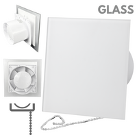 Wentylator łazienkowy dRim fi125 (PS) + FRONT Szkło Biały mat