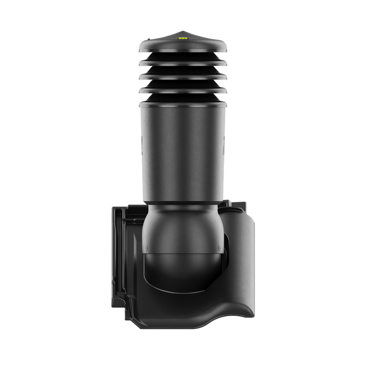 Kominek wentylacyjny IZOLOWANY do dachówki RUBIN 9V CZARNA GLAZURA BŁYSZCZĄCA fi150