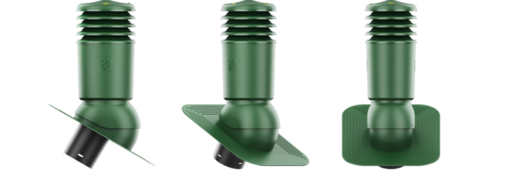 Kominek Wentylacyjny IZOLOWANY WYRZUTNIA fi125mm pod gont/pape ZIELONY RAL 6020