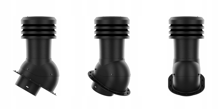 WYRZUTNIA DACHOWA kominek wentylacyjny do blach płaskich RAL9005 fi160 + RURA