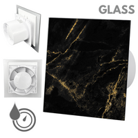 Wentylator łazienkowy dRim fi125 (HS+TS) + FRONT SZKŁO Czarno złoty marmur