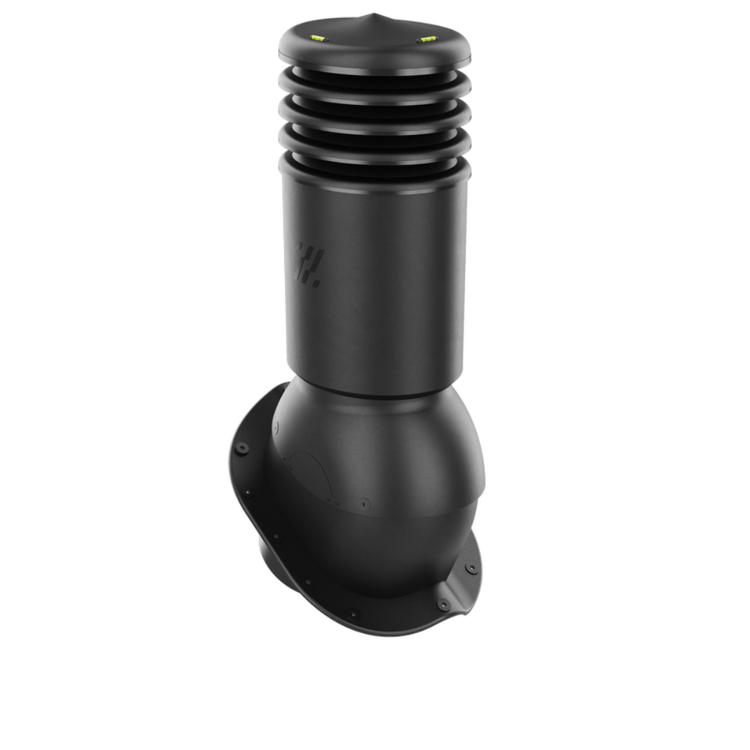 Kominek Wentylacyjny IZOLOWANY WYRZUTNIA fi125mm - Do do Każdej Blachodachówki CZARNY RAL 9005