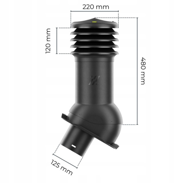 Kominek Wentylacyjny WYRZUTNIA fi125mm do blachy trapezowej  T18 BRĄZOWY RAL 8017