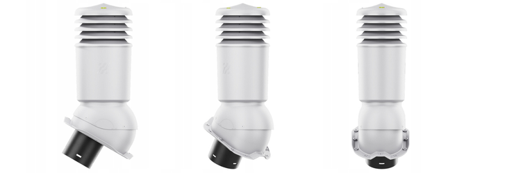 Kominek Wentylacyjny IZOLOWANY WYRZUTNIA fi125mm do blachy trapezowej  T18 JASNOSZARY RAL 7036