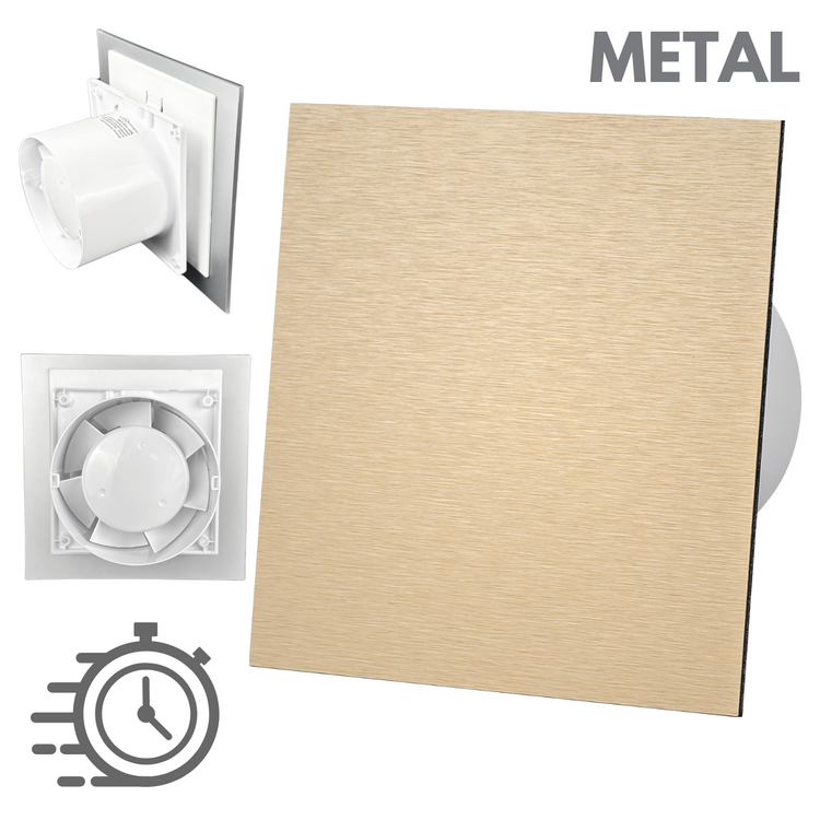 Wentylator łazienkowy dRim fi100 (DTS) + FRONT Szczotkowane złoto