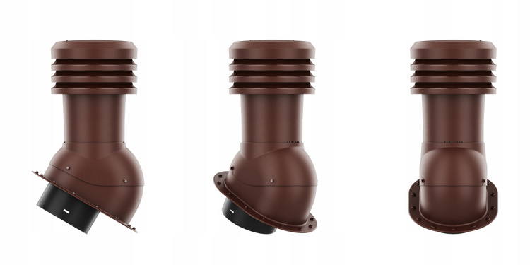 WYRZUTNIA DACHOWA kominek wentylacyjny do blach płaskich RAL8017 fi160 + RURA