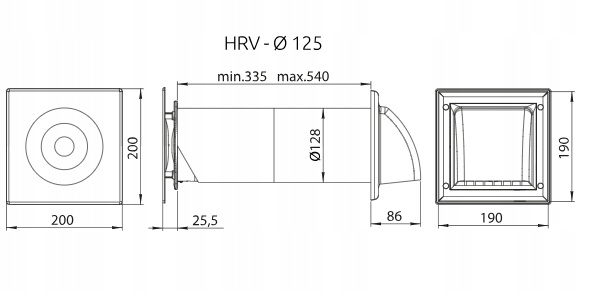 Rekuperator ścienny kompaktowy HRV125 z pilotem