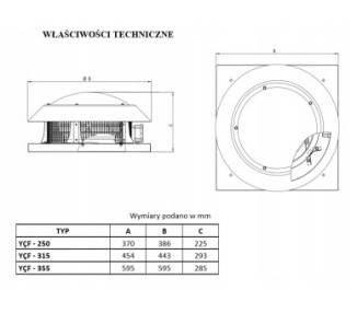 WENTYLATOR DACHOWY FI 355 przemysłowy 2750 m3/h