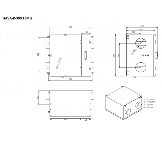 REKUPERATOR HG HAVA TEMIZ 300 P Z NAGRZEWNICĄ 1 KW NE-WS