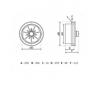 WENTYLATOR OSIOWY ŚCIENNY AXIAL FAN FI 250mm