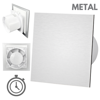 Wentylator łazienkowy dRim fi100 (TS) + FRONT PP Szczotkowane srebro