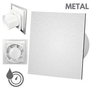 Wentylator łazienkowy dRim fi100 (HS+TS) + FRONT Szczotkowane srebro