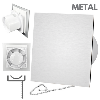 Wentylator łazienkowy dRim fi100 (PS) + FRONT Szczotkowane srebro