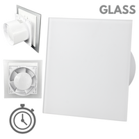 Wentylator łazienkowy dRim fi100 (TS) + FRONT SZKŁO Biały mat