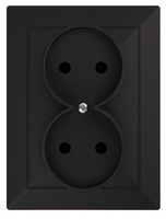 Gniazdo podwójne bez uziemienia CZARNY MAT