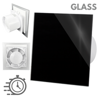 Wentylator łazienkowy dRim fi100 (DTS) + FRONT SZKŁO Czarny połysk