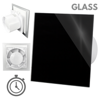 Wentylator łazienkowy dRim fi100 (TS) + FRONT SZKŁO Czarny połysk