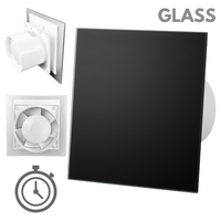 Wentylator łazienkowy dRim fi125 (TS) + FRONT SZKŁO Czarny mat