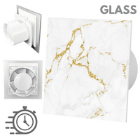 Wentylator łazienkowy dRim fi125 (DTS) + FRONT SZKŁO Biało złoty marmur